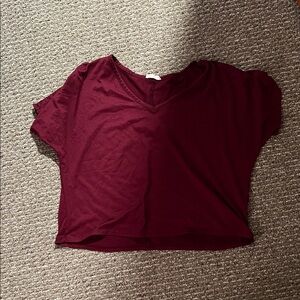 Chic Burgundy V-Neck Crop Top